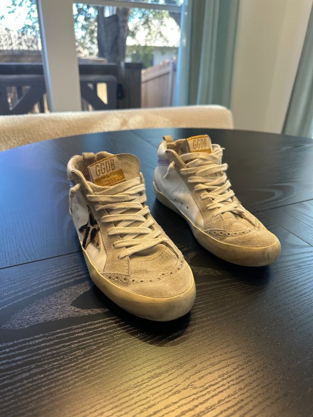 Golden Goose Mid Star sneakers in classic white leather with leopard-print star - Picture 2 of 5